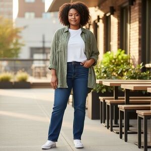 Social Standard by Sanctuary Utility Button-Up Shirt – Olive Green – XXL